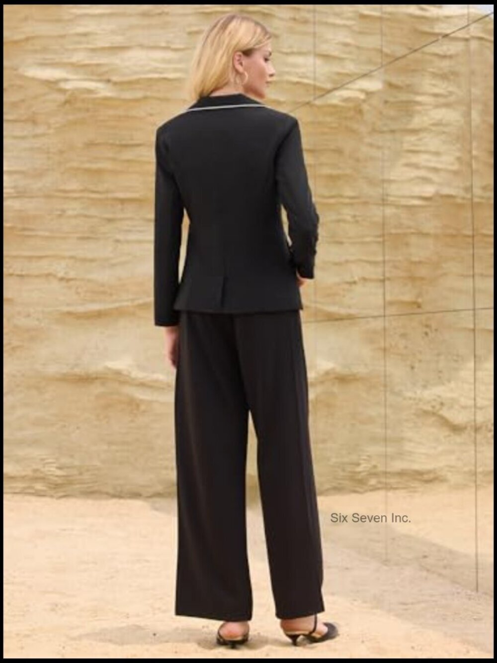 Double Breasted Work Blazer Business Casual Suit Jacket - Picture 5 of 6